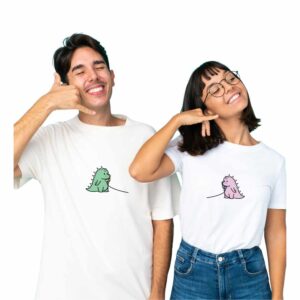 Dino Call Cute Couple T-Shirt