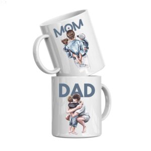 Mom Dad Printed Gifts Mug (Pack of 2 Mugs)