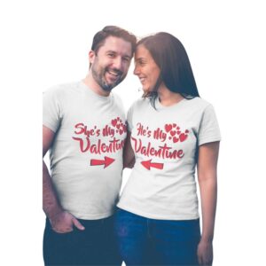 He, She My Valentine Couple T-Shirt