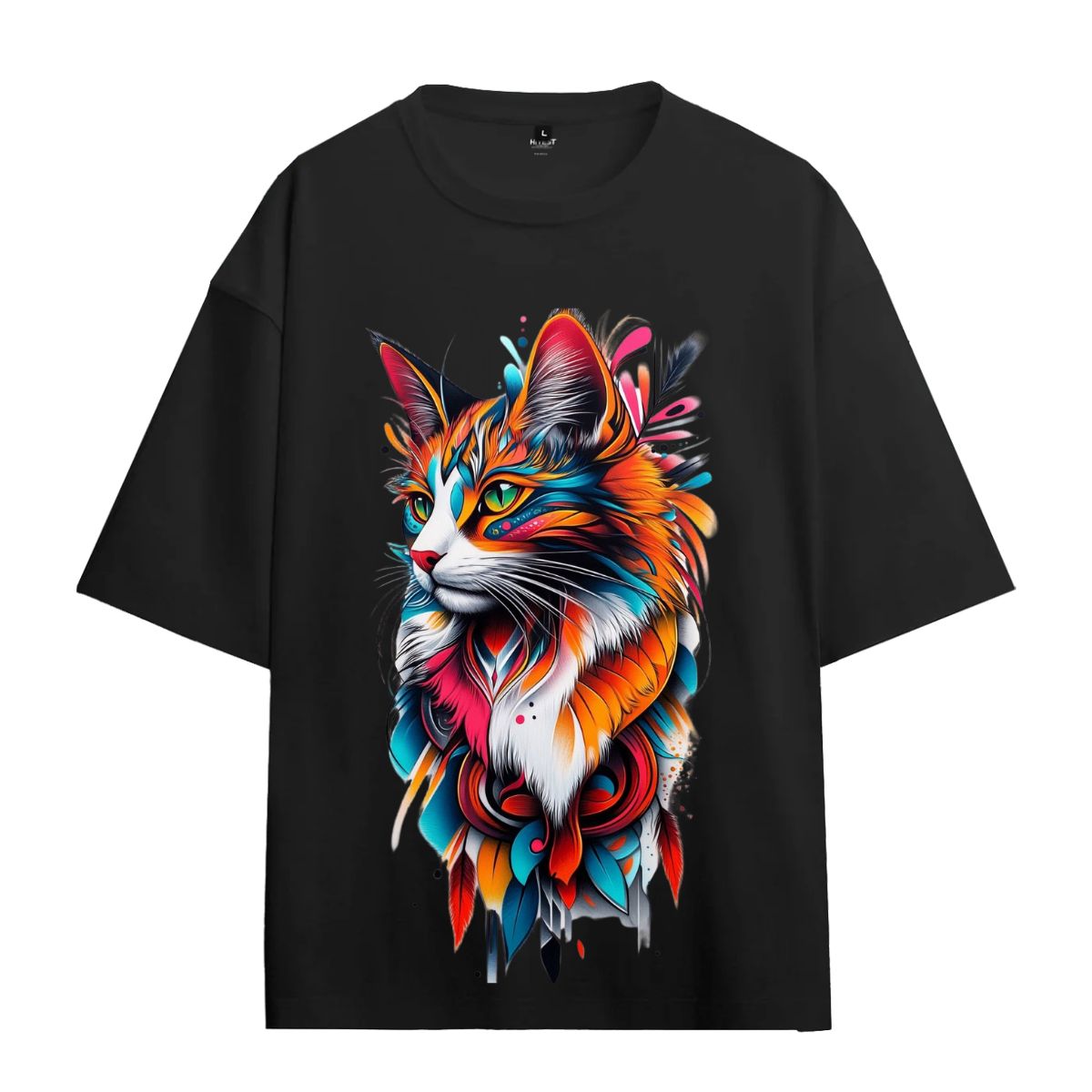 Urbanze Oversized T-Shirt – Colorful Cat