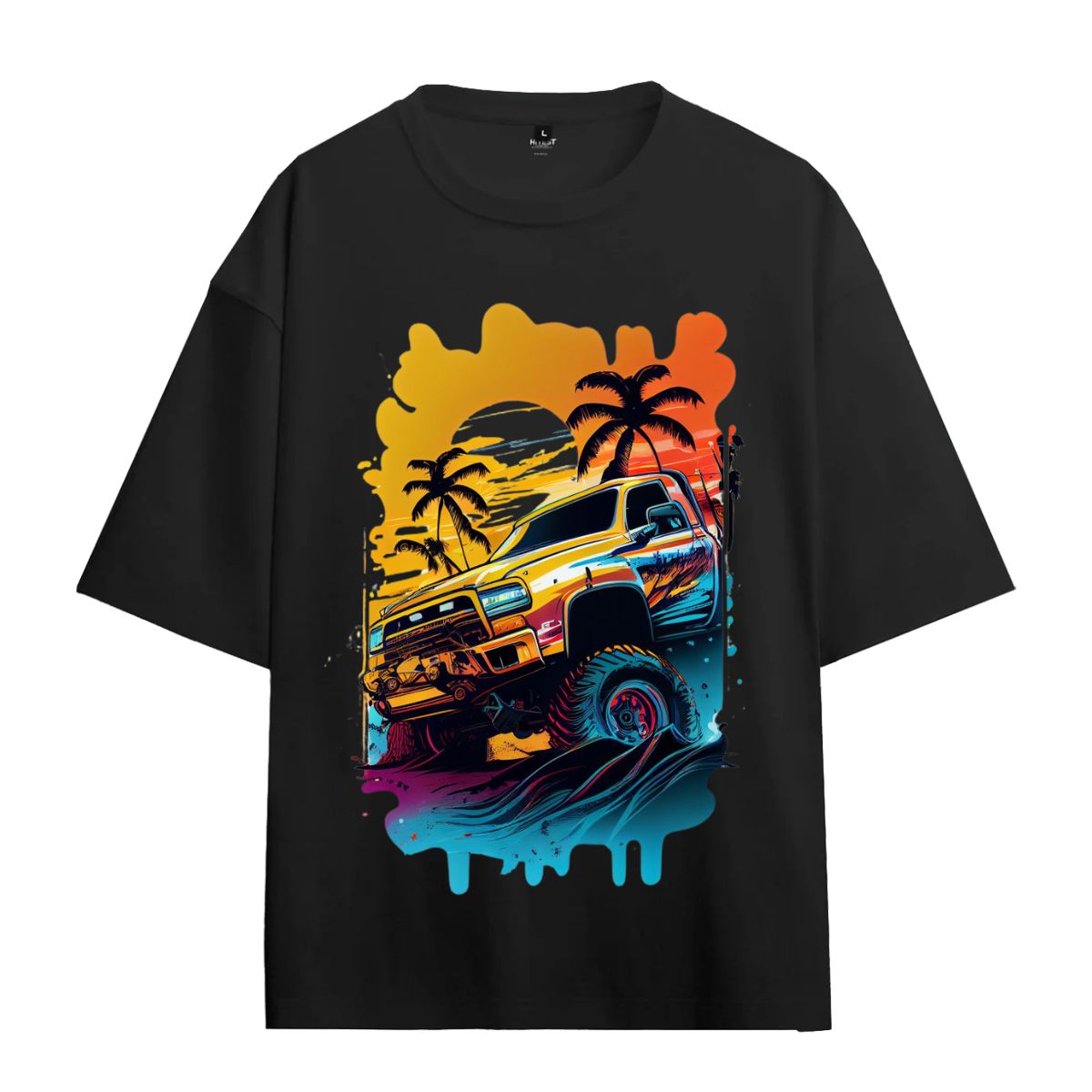 Urbanze Oversized T-Shirt – Car Beach Poster