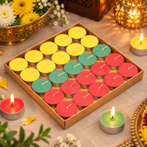 Multicolor Scented Tea Light Candles Set of 20 | Navaratri Diwali Decoration Items for Home Decor