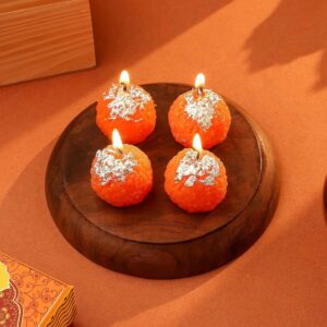 Traditional Ladoo Candles for Festive Gifting, Home Decor, Diwali Gift Set (Ladoo Candles, 4, Count)