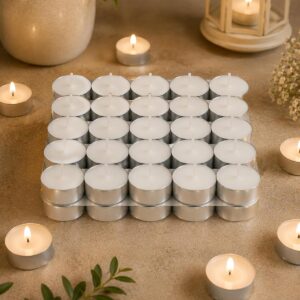 Wax Unscented Tealight Candles Pack of 50 for Diwali Decoration | Candles for Home Decor, Offices & Diwali
